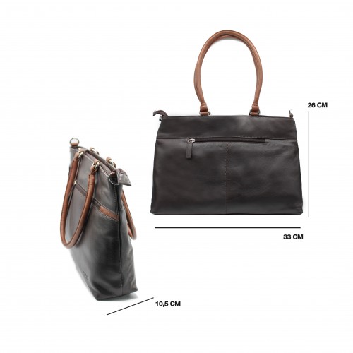 Leather bag with double handle 26x33x10,5 cm NIGHTE