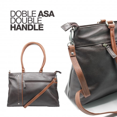 Leather bag with double handle 26x33x10,5 cm NIGHTE