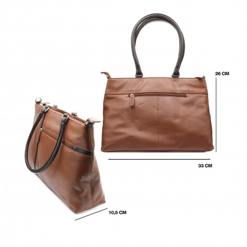 Leather bag with double handle 26x33x10,5 cm NIGHTE