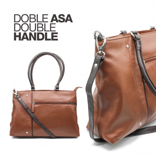 Leather bag with double handle 26x33x10,5 cm NIGHTE