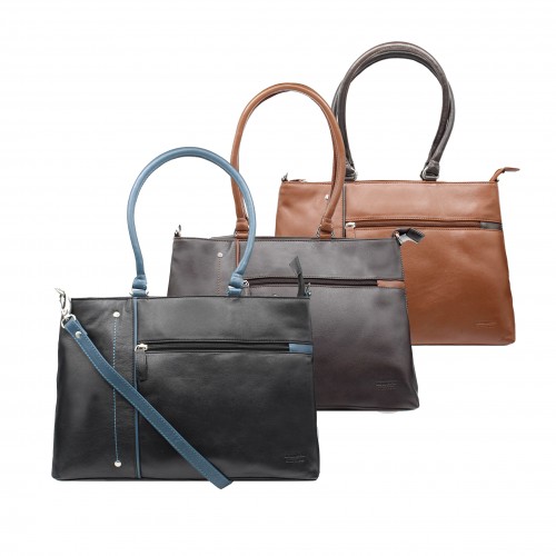 Leather bag with double handle 26x33x10,5 cm NIGHTE