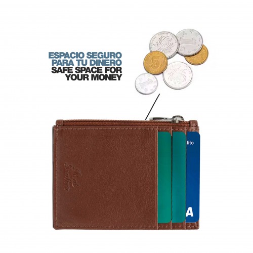 Leather card holder with zipper DEGRA model 8x11 cm