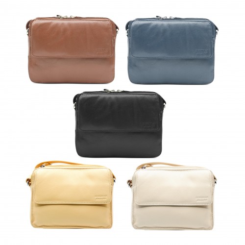 Leather shoulder bag 16x20x5 cm MALIBU