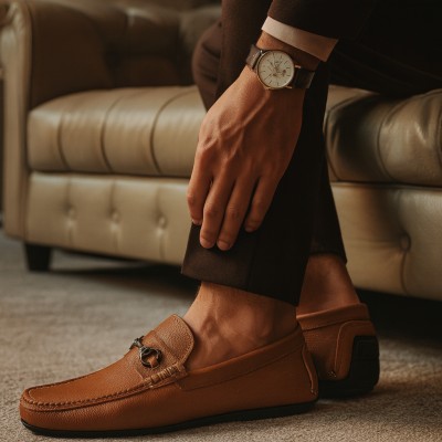 Leather loafers with link CORSARIO