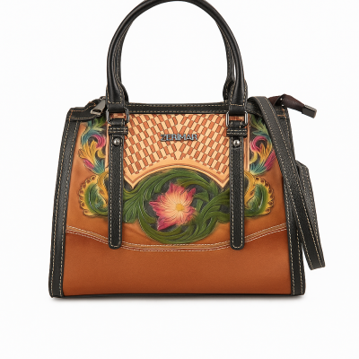 Leather handbag with double handles 23x25x10 cm BUCLE