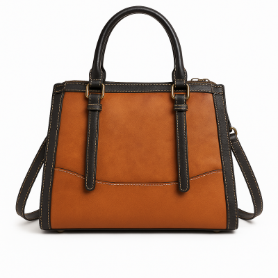 Leather handbag with double handles 23x25x10 cm BUCLE