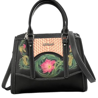Leather handbag with double handles 23x25x10 cm BUCLE