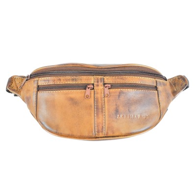 Leather waist bag with several compartments 30x11x7 cm