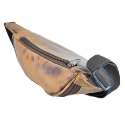 Leather waist bag with several compartments 30x11x7 cm