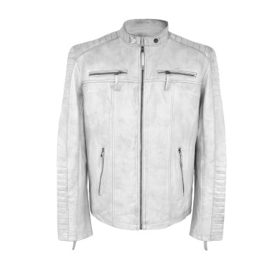 Leather jacket with embossed detail NAVAR model