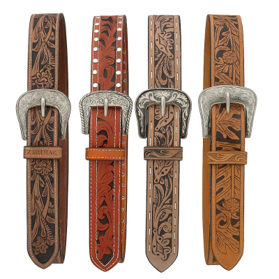 Embossed leather belt 38 mm model NASHVILLE