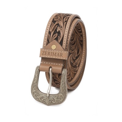 Embossed leather belt 38 mm model NASHVILLE