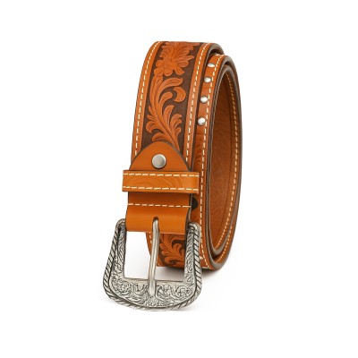 Embossed leather belt 35 mm model WEST