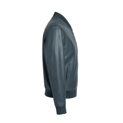 Leather bomber jacket with knitted collar and cuffs CLASSY