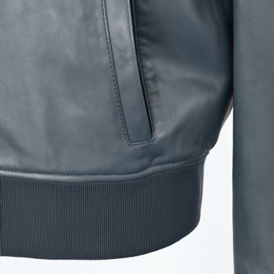 Leather bomber jacket with knitted collar and cuffs CLASSY