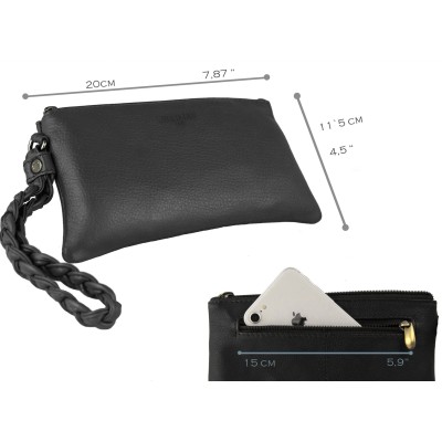 Clutch with short handle and zipper 21x12 cm