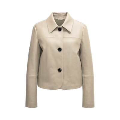 Buttoned leather jacket with classic collar BELLY