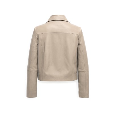 Buttoned leather jacket with classic collar BELLY