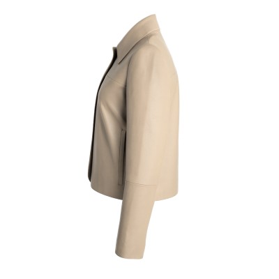 Buttoned leather jacket with classic collar BELLY