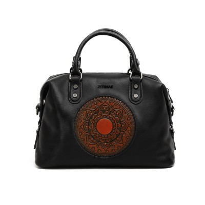 Leather handbag with double handles 32x22x12 cm MILO