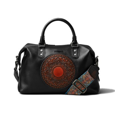 Leather handbag with double handles 32x22x12 cm MILO