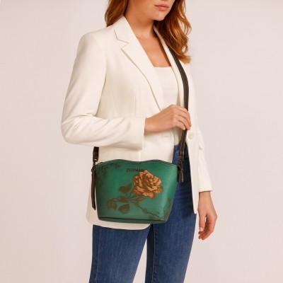 Leather shoulder bag 21x19x10 cm ROSE