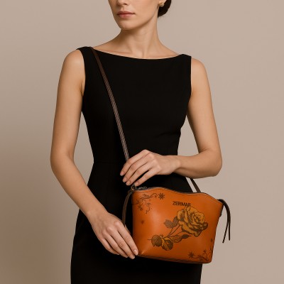 Leather shoulder bag 21x19x10 cm ROSE