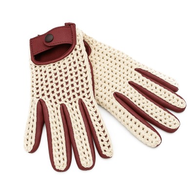 Leather and knit gloves for women drivers