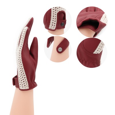 Leather and knit gloves for women drivers
