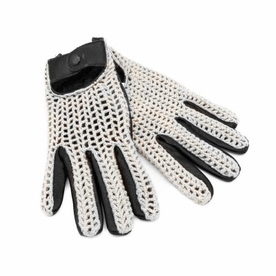 Leather gloves with knit for drivers
