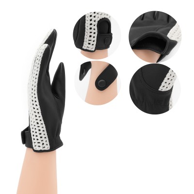 Leather gloves with knit for drivers