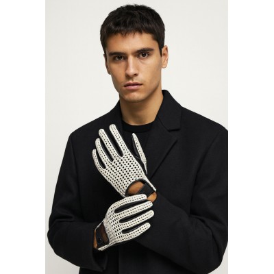 Leather gloves with knit for drivers