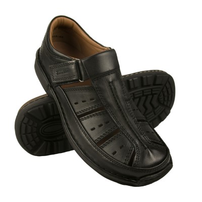 Closed leather sandal with Velcro model SUGAR