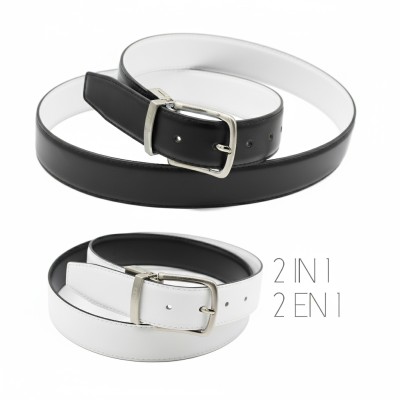 DOUBLO model 32 mm reversible leather belt