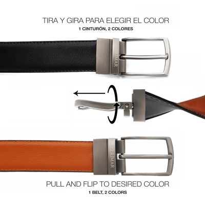 Reversible leather belt 33 mm model WODY