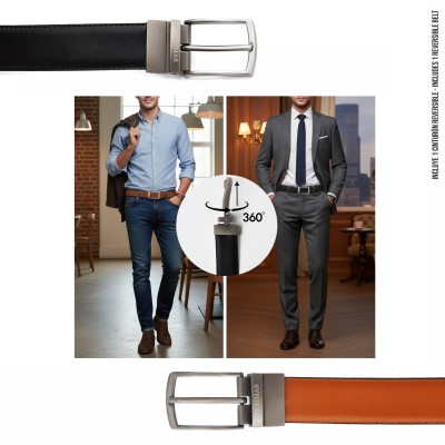 Reversible leather belt 33 mm model WODY