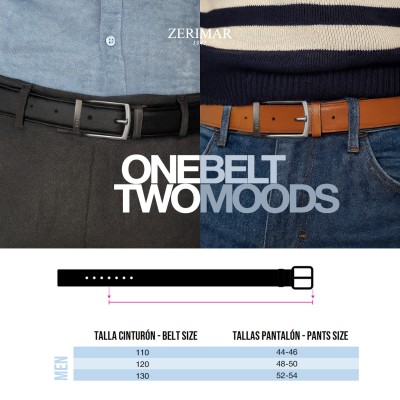 Reversible leather belt 33 mm model WODY