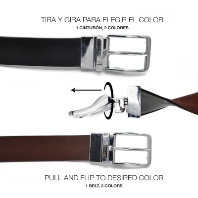 Reversible leather belt 33 mm model VENO