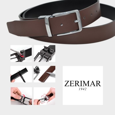 Reversible leather belt 33 mm model VENO