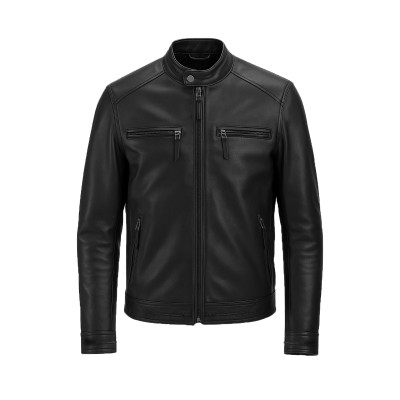 Leather jacket with zippers model CHOCOLATE