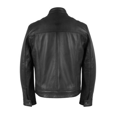 Leather jacket with zippers model CHOCOLATE