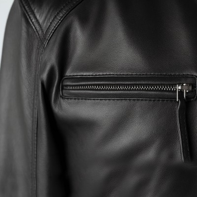 Leather jacket with zippers model CHOCOLATE