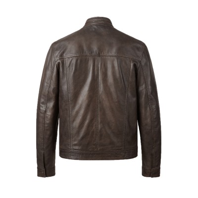 Leather jacket with zippers model CHOCOLATE