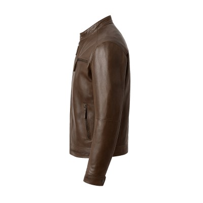 Leather jacket with zippers model CHOCOLATE