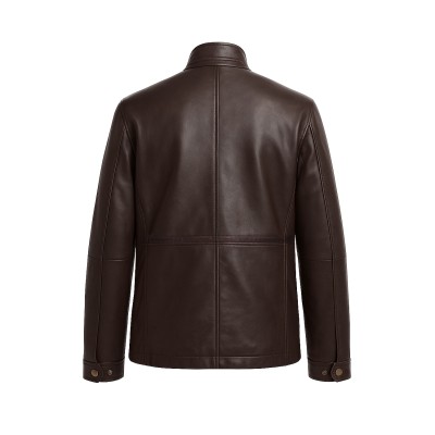 Leather jacket with double closure and pockets FISHER model