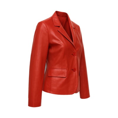 Elegant style buttoned leather blazer
