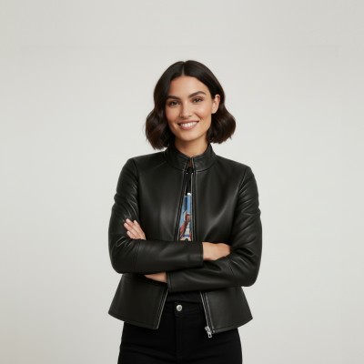 Leather jacket model BLUEBERRY