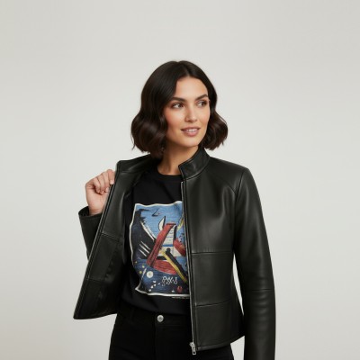 Leather jacket model BLUEBERRY