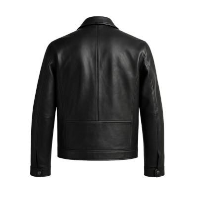 Leather jacket with classic collar JUTE