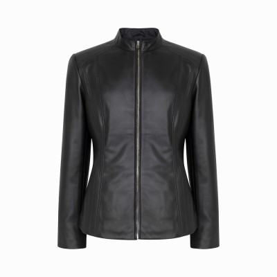 Leather jacket with zipper Plus sizes - ODISEY